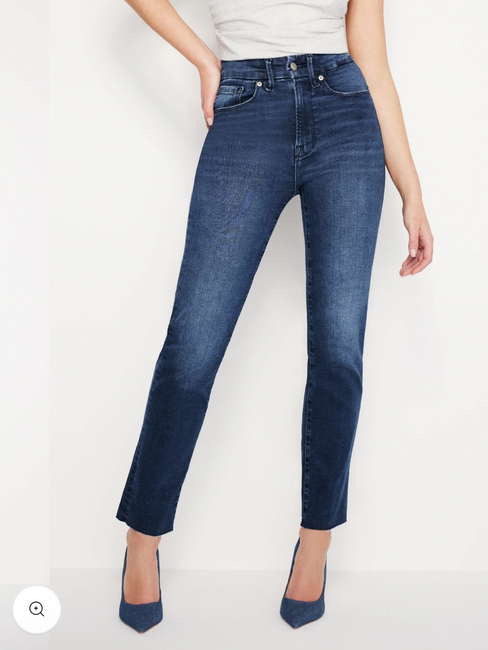 Good American Good Classic Slim Straight Blue Denim Jeans Size 10/30